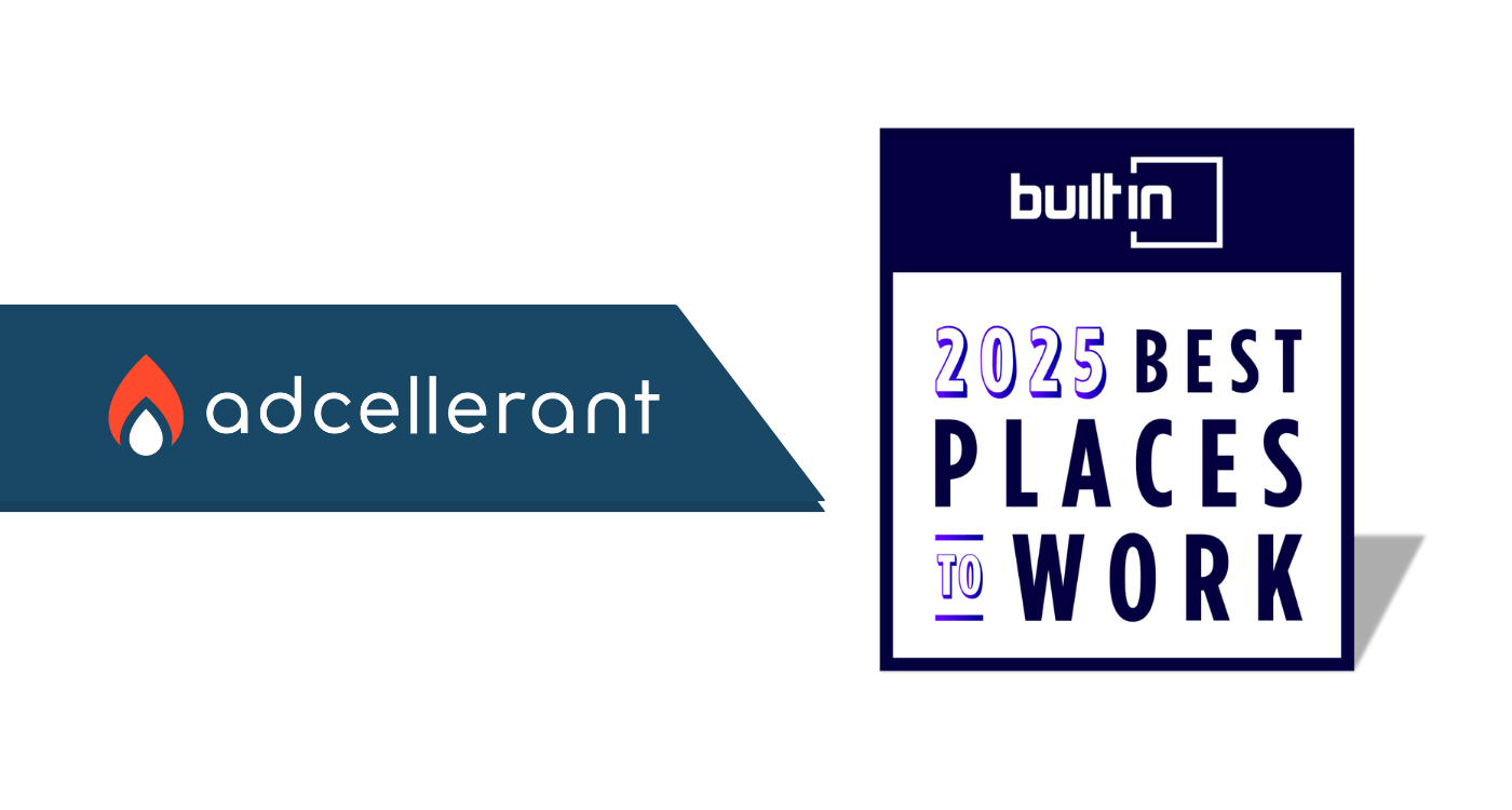 Image showcasing AdCellerent and Built In receiving award for being among the best places to work, celebrating workplace excellence.