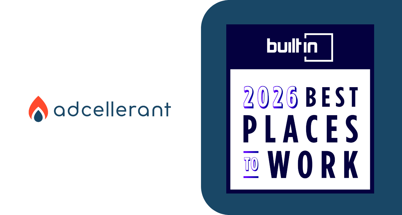 Built In 2026 Best Places to Work award featuring AdCellerant branding